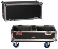 TOUR STYLE CASE TO HOLD (2) QSC K8 SPEAKERS. ACCESSORY COMPARTMENT FOR CABLES AND CONNECTORS.